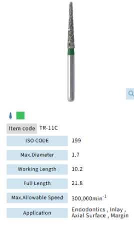 Mani Dia Bur Taper Round End TR-11C