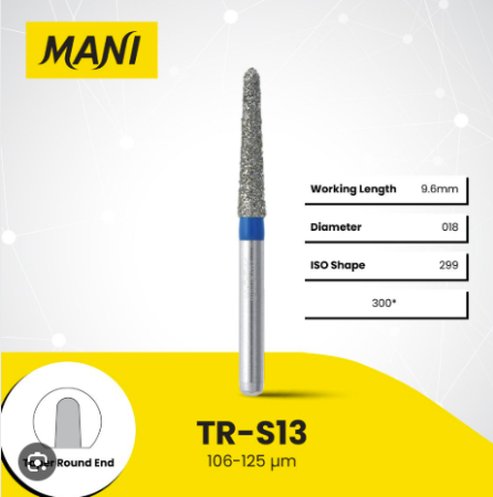 Mani Dia Bur Round End Taper SS MED TR-S13 5pk