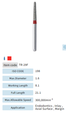 MANI DIAMOND BUR, Fine, TR-29F (ISO198/016) 5pk