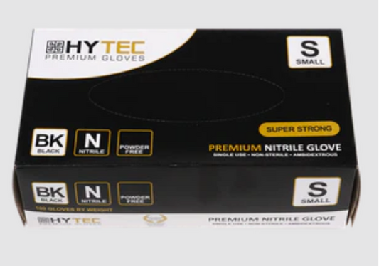 Hytec Black Nitrile Gloves; Powder Free - Medium