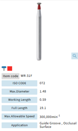 Mani Dia Bur Wheel Round End WR-31F