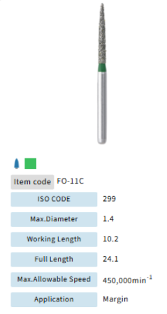 Mani Dia Bur Flame Ogival End FO-11C