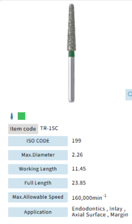 Mani Dia Bur Taper Round End TR-15C