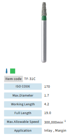 Mani Dia Bur Taper Flat End TF-31C