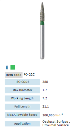 Mani Dia Bur Flame Ogival End FO-22C