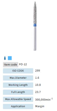 Mani Dia Bur Flame Ogival End FO-12