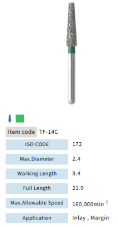 Mani Dia Bur Taper Flat End TF-14C