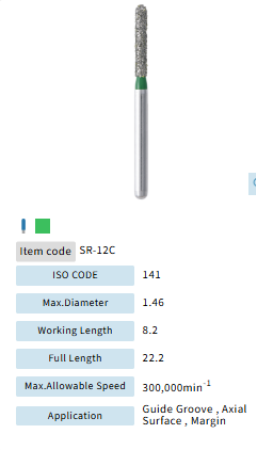 Mani Dia Bur Straight Round End SR-12C