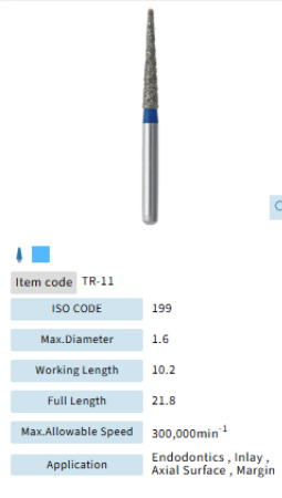 Mani Dia Bur Taper Round End TR-11