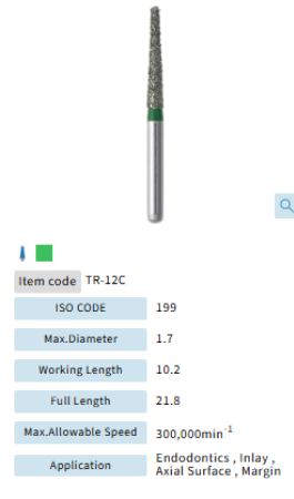 Mani Dia Bur Taper Round End TR-12C