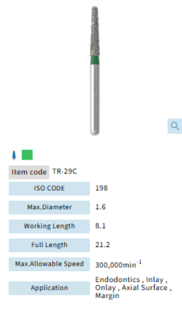 Mani Dia Bur Taper Round End TR-29C