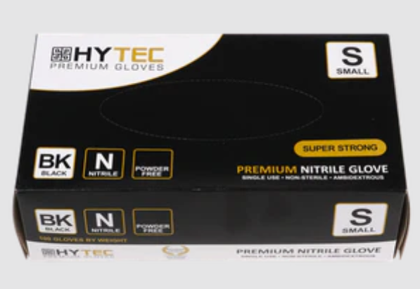 Hytec Black Nitrile Gloves; Powder Free - Large