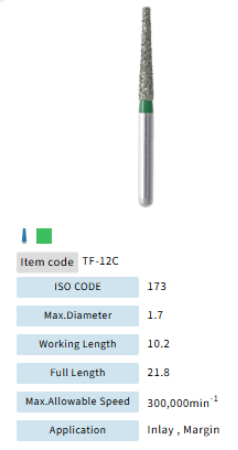 Mani Dia Bur Taper Flat End TF-12C