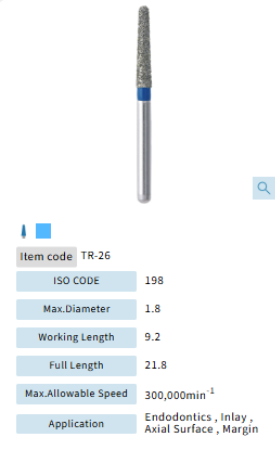 Mani Dia Bur Taper Round End TR-26