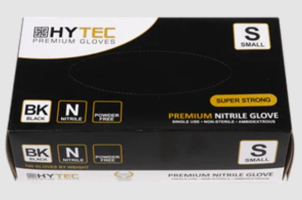 Hytec Black Nitrile Gloves; Powder Free - X-Small