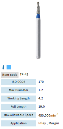 Mani Dia Bur Taper Flat End TF-42