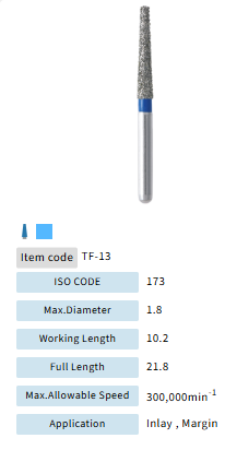 Mani Dia Bur Taper Flat End TF-13